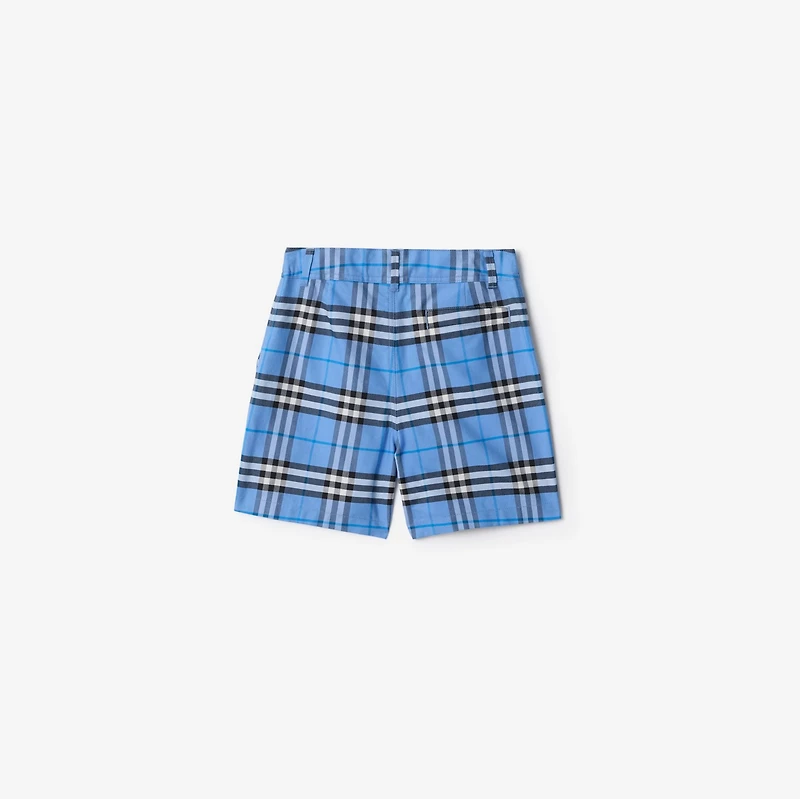 Check Cotton Oxford Shorts in Cornflower blue | Burberry® Official