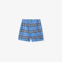 Check Cotton Oxford Shorts in Cornflower blue | Burberry® Official