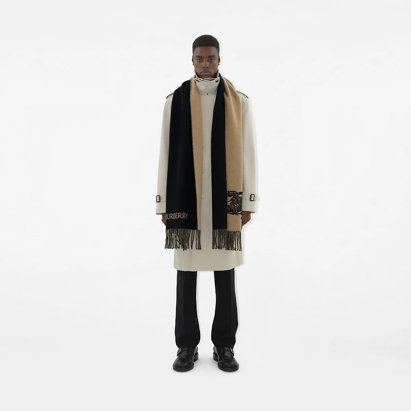 Reversible EKD Cashmere Scarf in Camel/black | Burberry® Official