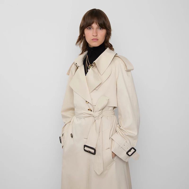 Long Gabardine Fitzrovia Trench Coat in Clam beige - Women | Burberry® Official