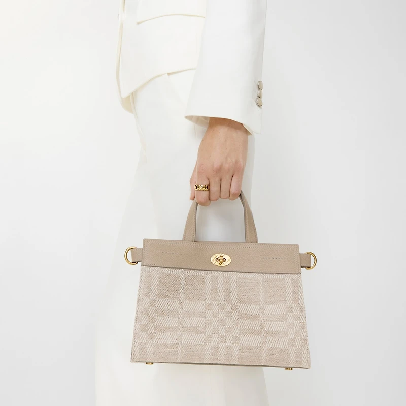 Mini Cotswolds Tote in Natural beige - Women, Linen, Cotton | Burberry® Official
