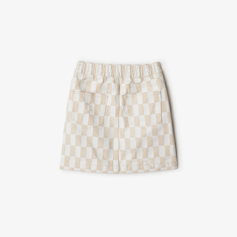 Checkerboard Denim Skirt in Calico | Burberry® Official