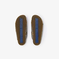 Check Suede Urchin Sandals in Chino grey - Men | Burberry® Official