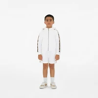 Check Trim Cotton Zip Hoodie in White | Burberry® Official