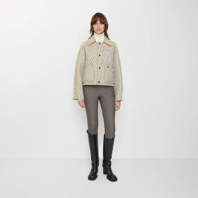 Cropped Quilted Nylon Floriston Jacket in Wisp grey - Women | Burberry® Official