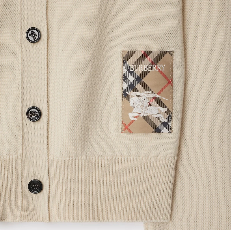 Check Label Wool Cardigan in Nutmeg - Women | Burberry® Official