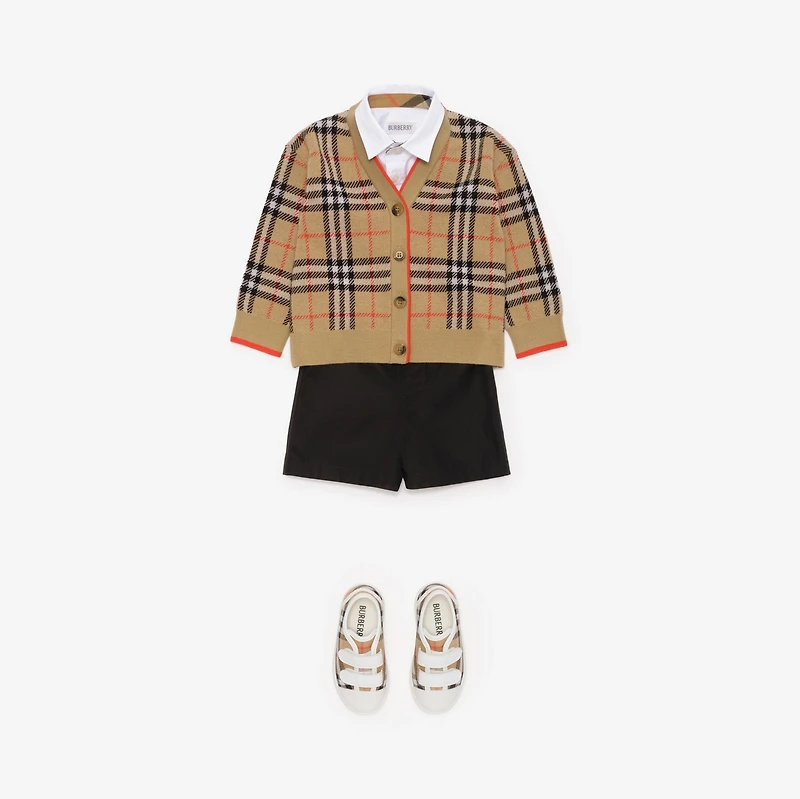 Check Wool Cardigan in Sand beige | Burberry® Official