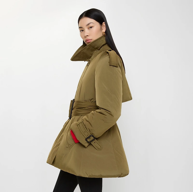 Belted Berryhill Padded Car Coat in Willow brown - Women | Burberry® Official