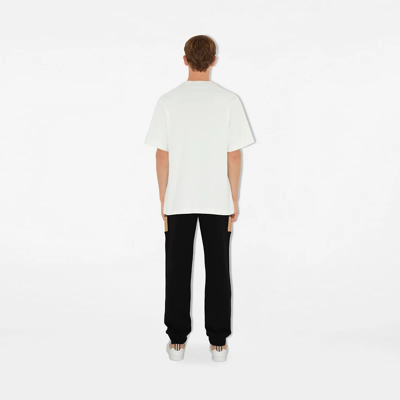 Check Panel Cotton Jogging Pants in Black/archive beige - Men | Burberry® Official