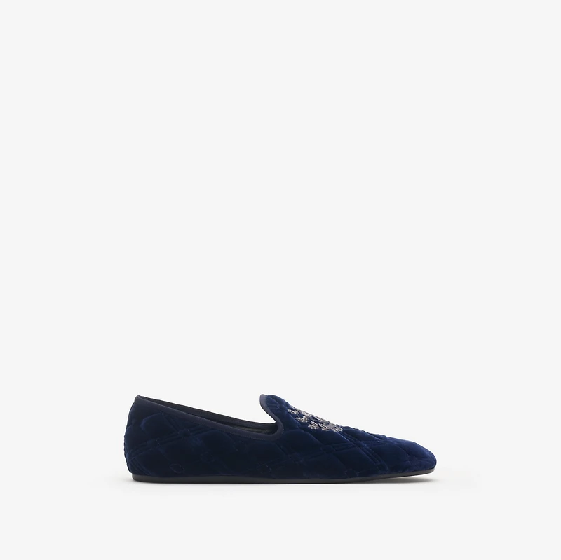 Quilted Velvet Estate Slippers in Silhouette blue - Men | Burberry® Official