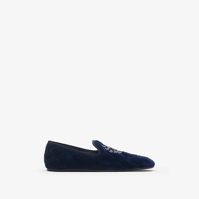 Quilted Velvet Estate Slippers in Silhouette blue - Men | Burberry® Official