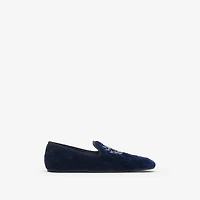 Quilted Velvet Estate Slippers in Silhouette blue - Men | Burberry® Official