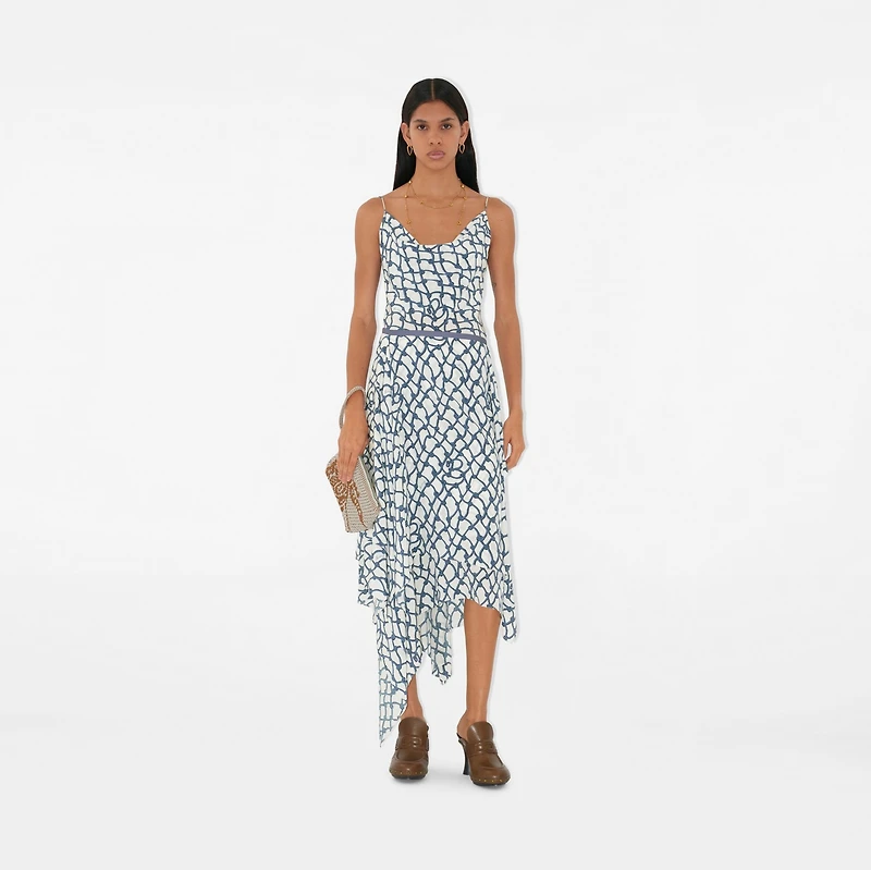 Knot Silk Skirt in Pool - Women | Burberry® Official