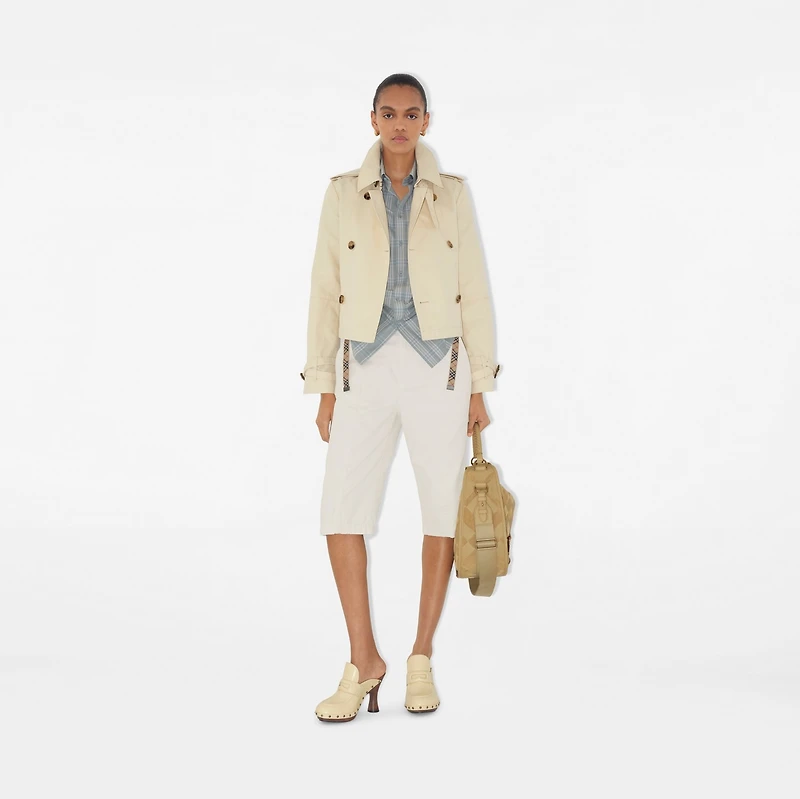 Slim Fit Check Cotton Shirt in Drizzle - Women | Burberry® Official
