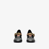Check Strap Leather Robin Shoes in Black - Women | Burberry® Official