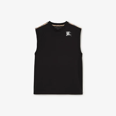 Check Trim Jersey Tank Top in Black - Men, Nylon | Burberry® Official