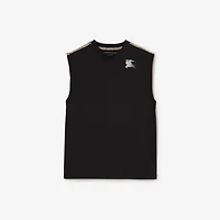 Check Trim Jersey Tank Top in Black - Men, Nylon | Burberry® Official