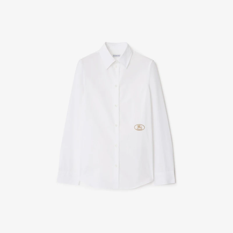 Slim Fit Cotton Poplin Shirt in White - Women | Burberry® Official