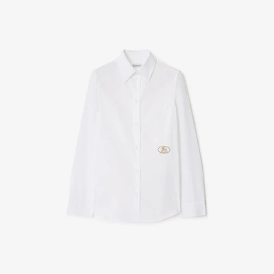 Slim Fit Cotton Poplin Shirt in White - Women | Burberry® Official