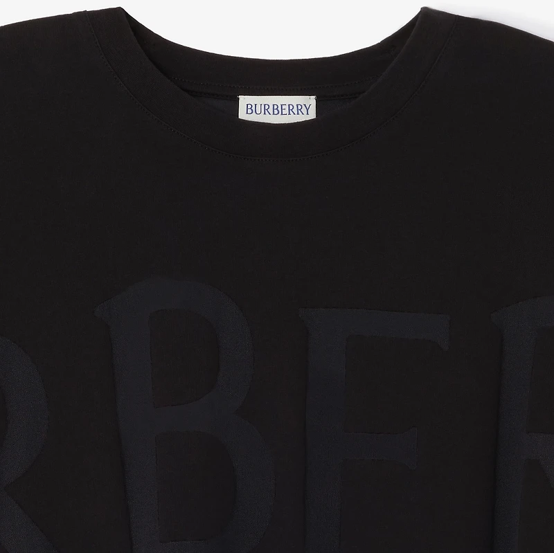 Logo Cotton Blend T-shirt in Black - Women | Burberry® Official