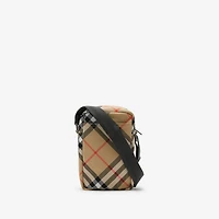 Check Phone Bag in Sand - Men, Nylon | Burberry® Official