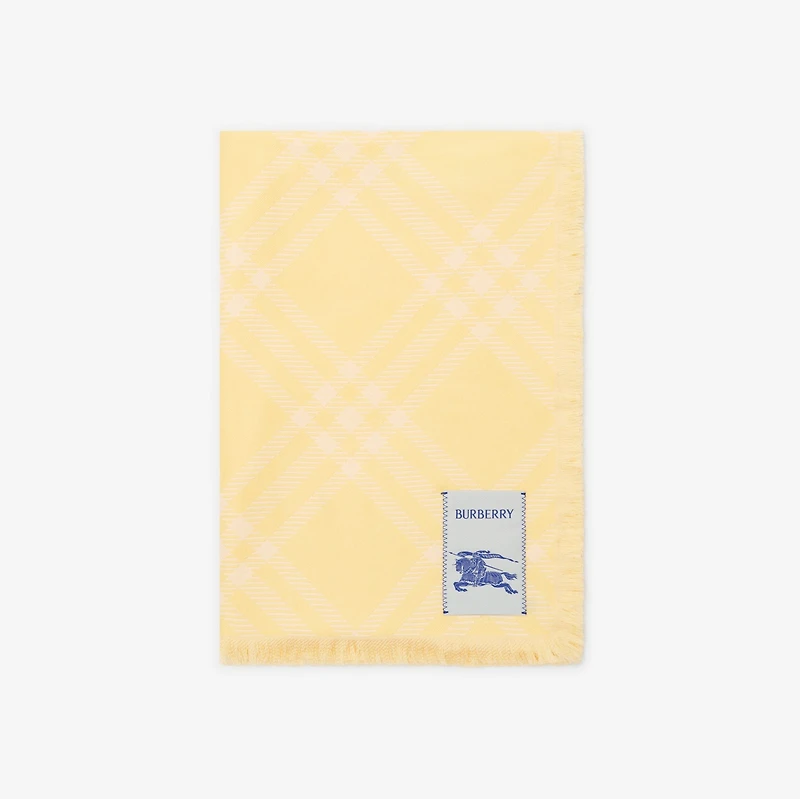Wide Check Wool Silk Scarf in Custard beige | Burberry® Official