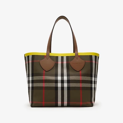 Large Check Tote in Loch green - Women | Burberry® Official