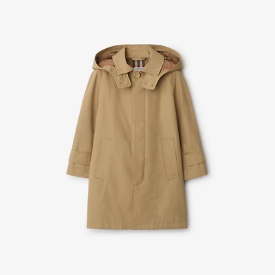 Cotton Hooded Car Coat in Sand | Burberry® Official