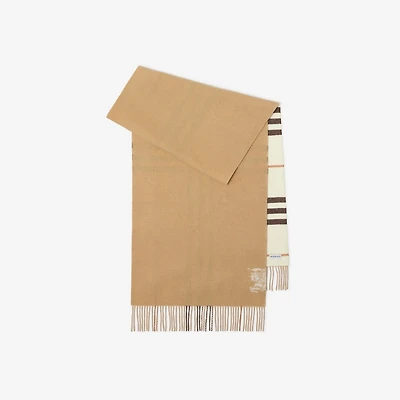 Wide Reversible Check Cashmere Scarf in Pebble white | Burberry® Official