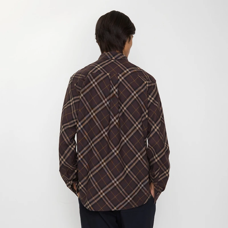 Relaxed Fit Check Cotton Flannel Shirt in Truffle brown - Men | Burberry® Official