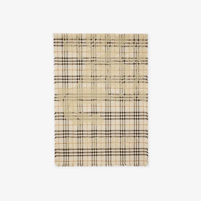 Wide EKD Check Wool Silk Scarf in Pebble white | Burberry® Official