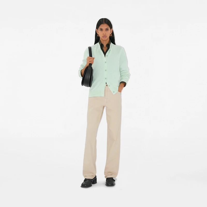 Cashmere Blend Cardigan in Pale mint - Women | Burberry® Official