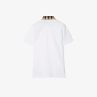 Check Collar Cotton Polo Shirt in White - Men | Burberry® Official