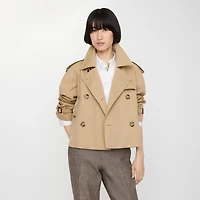 Cropped Gabardine Mayfair Trench Jacket in Honey beige - Women, Cotton | Burberry® Official