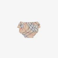 Check Cotton Three-piece Baby Gift Set in Pale stone - Children | Burberry® Official