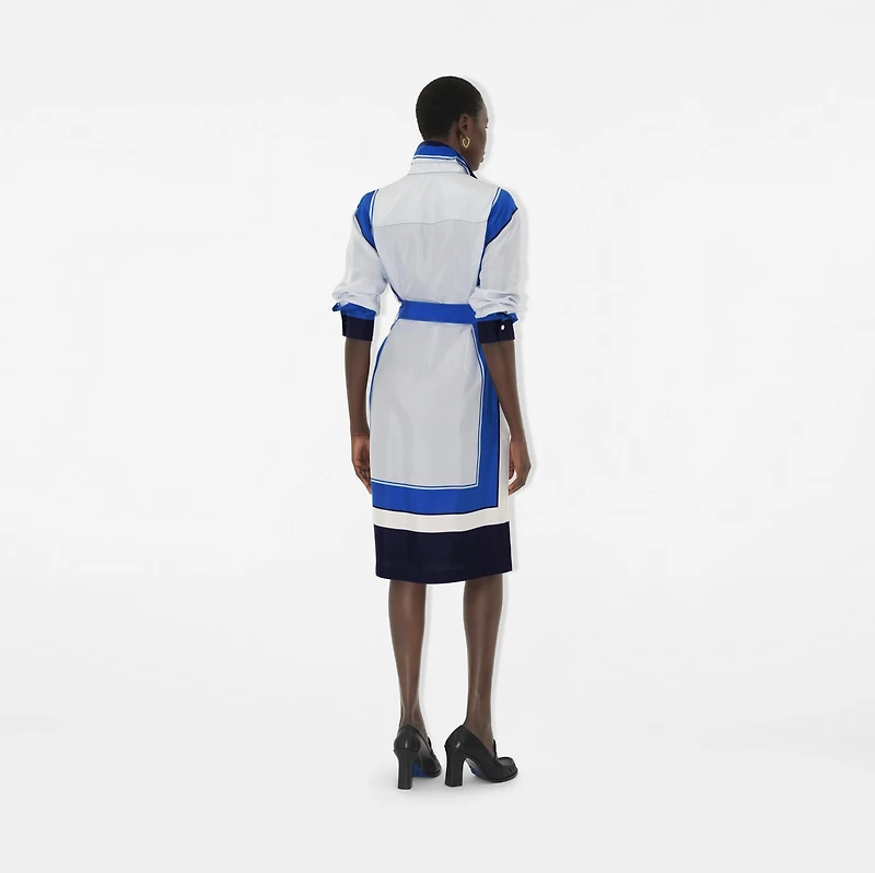 Knight Stamp Box Silk Shirt Dress in Ink - Women | Burberry® Official