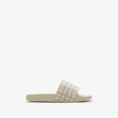 Check Slides in Sesame beige - Women | Burberry® Official