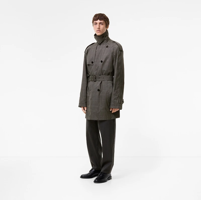Mid-length Silk Leadenham Trench Coat in Concrete grey - Men | Burberry® Official