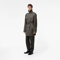Mid-length Silk Leadenham Trench Coat in Concrete grey - Men | Burberry® Official