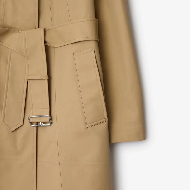 Mid-length Bonded Cotton Car Coat in Flax beige - Women | Burberry® Official