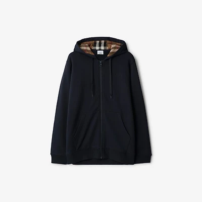 Cotton Blend Zip Hoodie in Navy black - Men | Burberry® Official