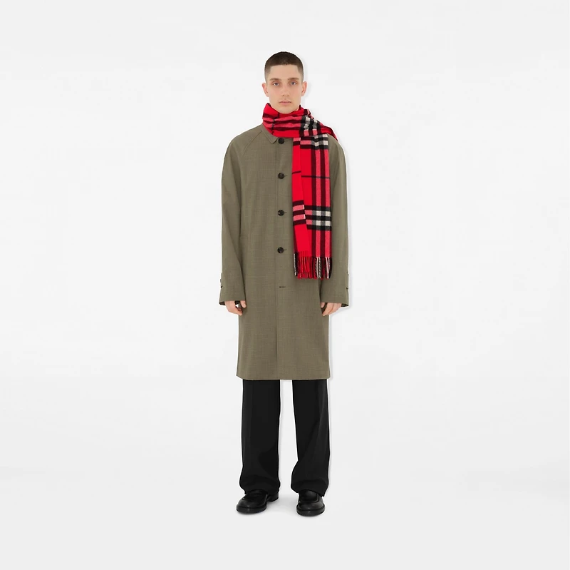 Wide Check Cashmere Scarf in Scarlet | Burberry® Official