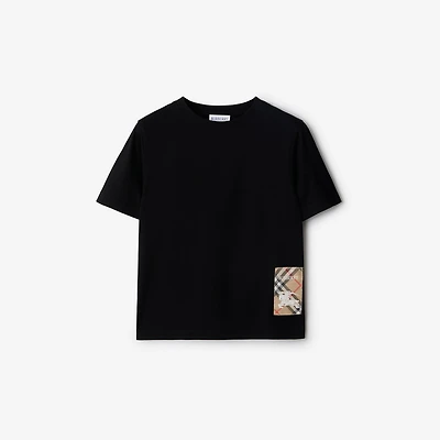 Check Label Cotton T-shirt in Black | Burberry® Official