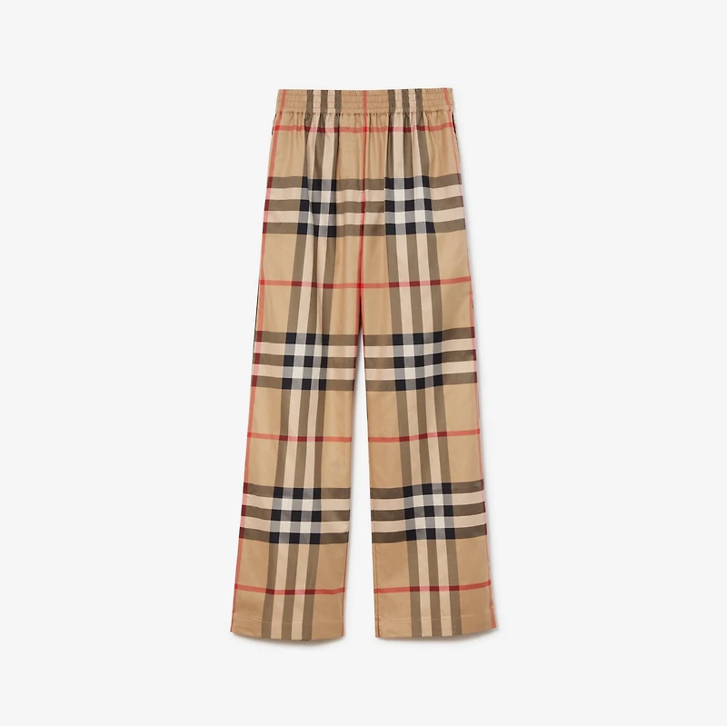 Check Cotton Trousers in Archive beige - Women | Burberry® Official