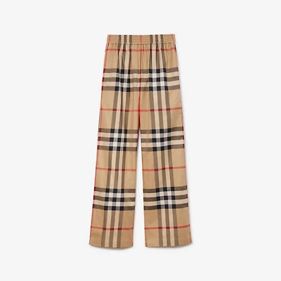 Check Cotton Trousers in Archive beige - Women | Burberry® Official