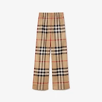 Check Cotton Trousers in Archive beige - Women | Burberry® Official