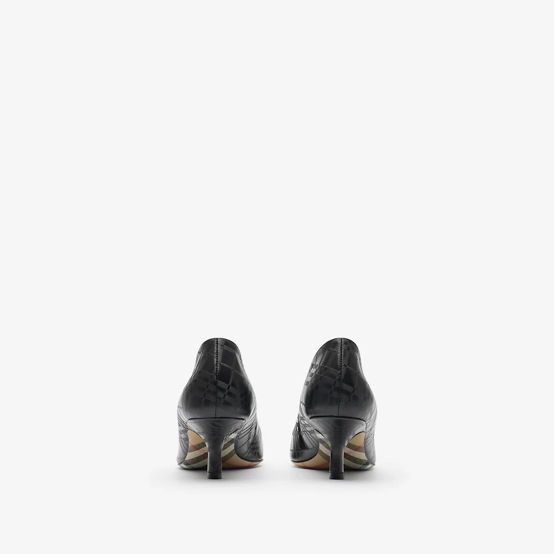 Check Leather Dame Low Pumps in Black - Women | Burberry® Official