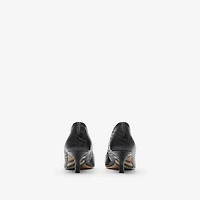 Check Leather Dame Low Pumps in Black - Women | Burberry® Official