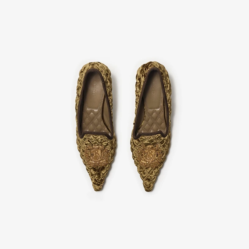 Quilted Velvet Cameo Slippers​ in Linden - Women | Burberry® Official
