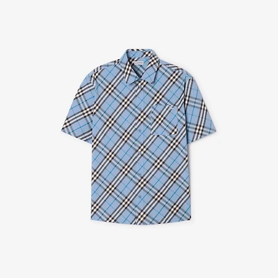 Classic Fit Check Cotton Shirt in Cornflower blue - Men | Burberry® Official